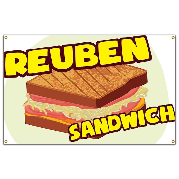 Reuben Sandwich Banner Heavy Duty 13 Oz Vinyl with Grommets